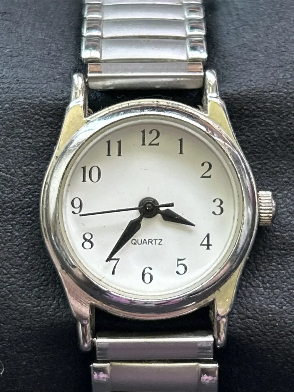 Silver Tone White Dial Women’s Stretch Band Quartz Watch